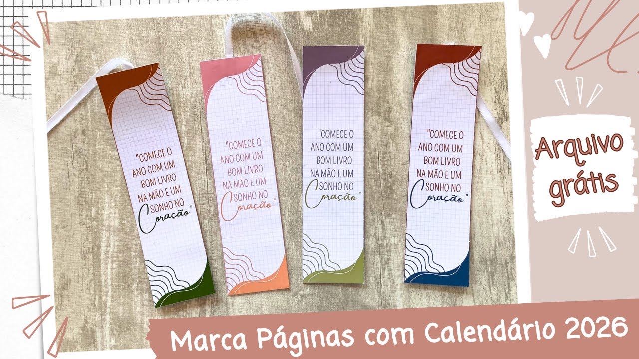 MARCA PÁGINAS COM CALENDÁRIO 2026 PARA IMPRIMIR DIY PASSO A PASSO | MOLDE GRATUITO #calendário #2026