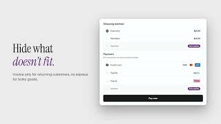 Hide payment and shipping methods on Shopify | Hand-E Checkout Rules