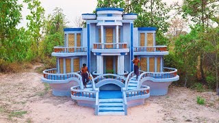 Building Creative Great Modern Beautiful Three-Story Mud Villa House Design In The Forest