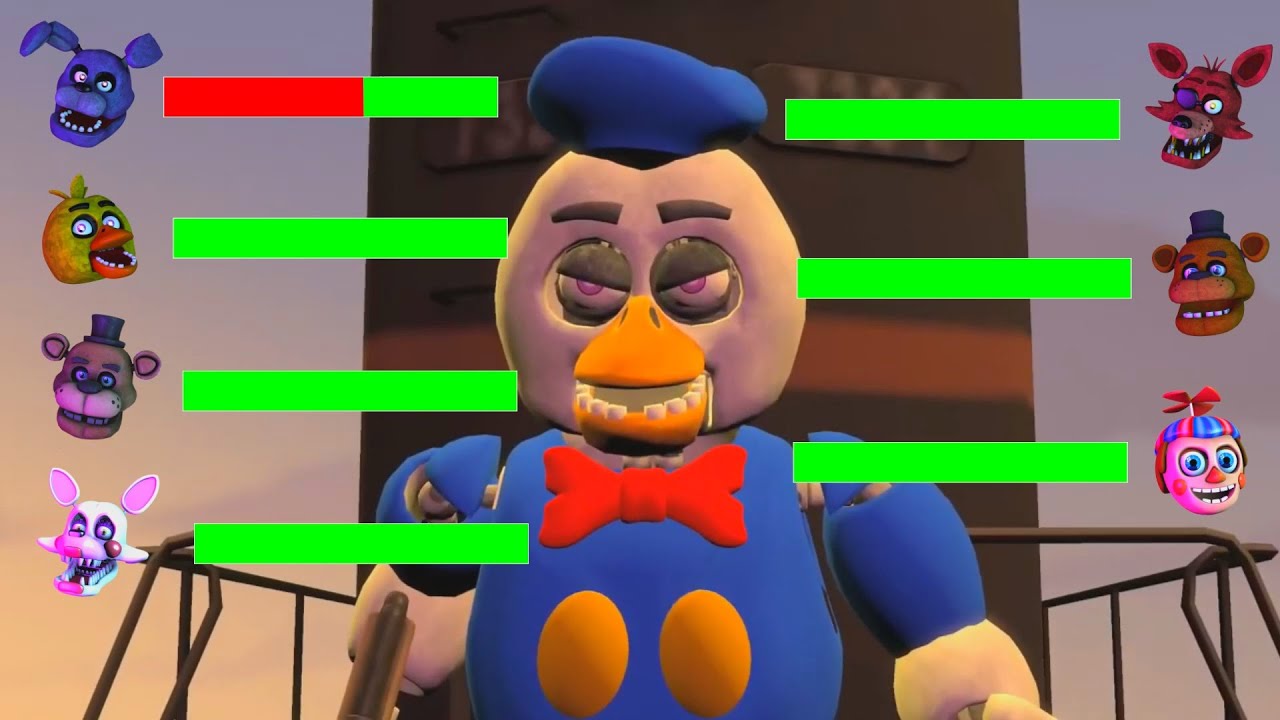 [SFM FNaF] Disney Animatronics vs FNaF AR WITH Healthbars YouTube