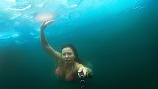 Im Under The Ice. Winter Underwater Swimming.