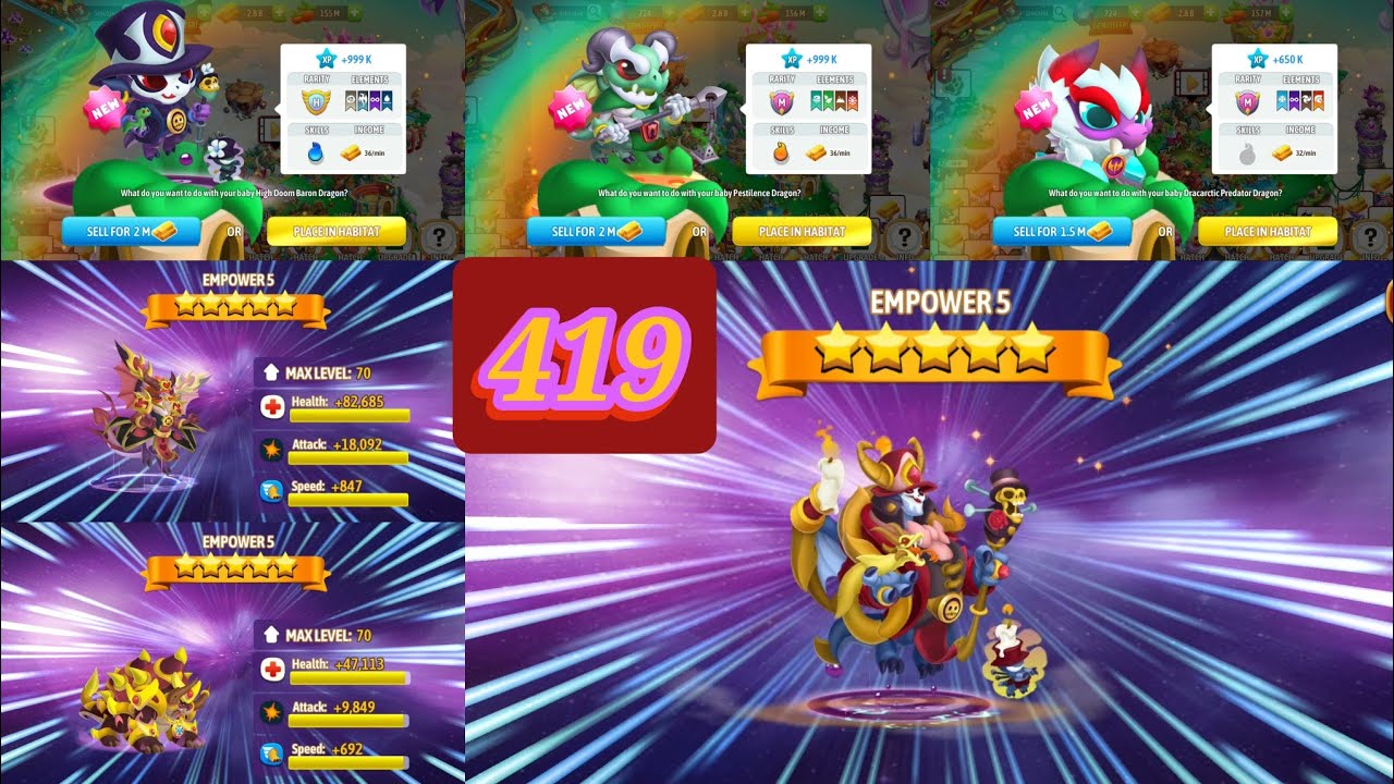 Dragon city Season10: The Baron Doom Mark Gameplay Part419 Max Power High Doom Baron/Leatherock/cold