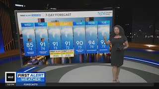 Muggy, plus rain returns Wednesday in Maryland