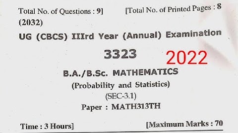 HPU Probability & statistics Math question paper ba /bsc 3year latest 2022 #hpu  #hpuexams