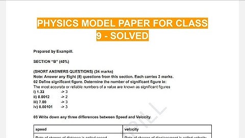 physics solved model paper class 9th | new model paper by karachi sindh board | science group