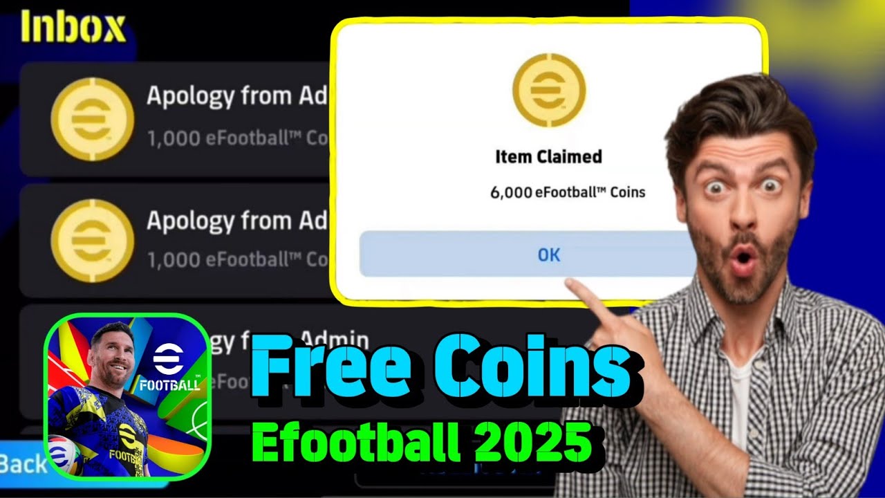 How to get more Coins free in efootball 2025 😱| 6,000 Coins 🪙