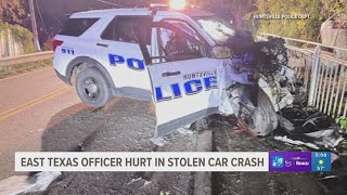 Texas police officer hurt in stolen car crash