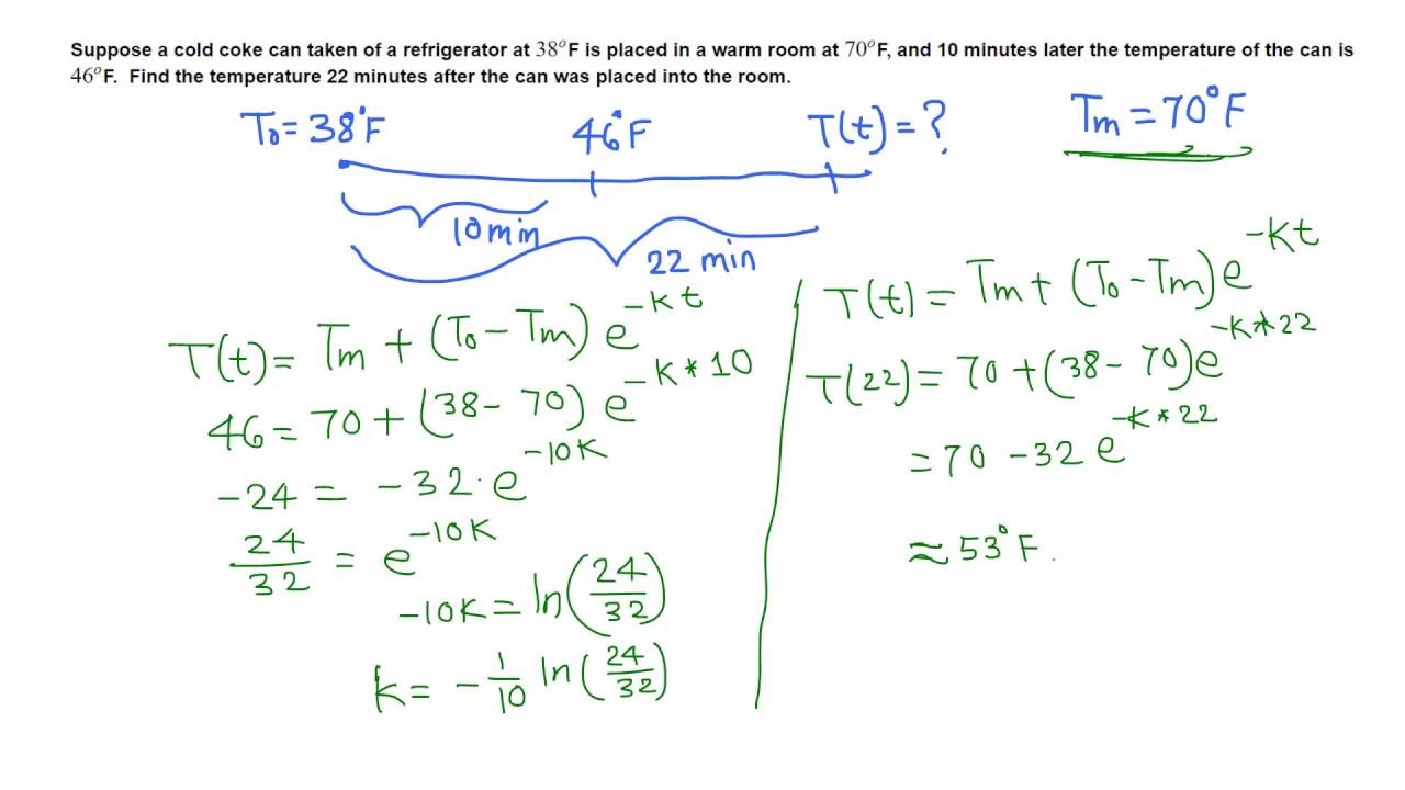 Newton's Law of Cooling Example 1/3 - YouTube