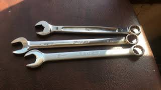 Wright,Milwaukee, and snap on combination wrench comparison