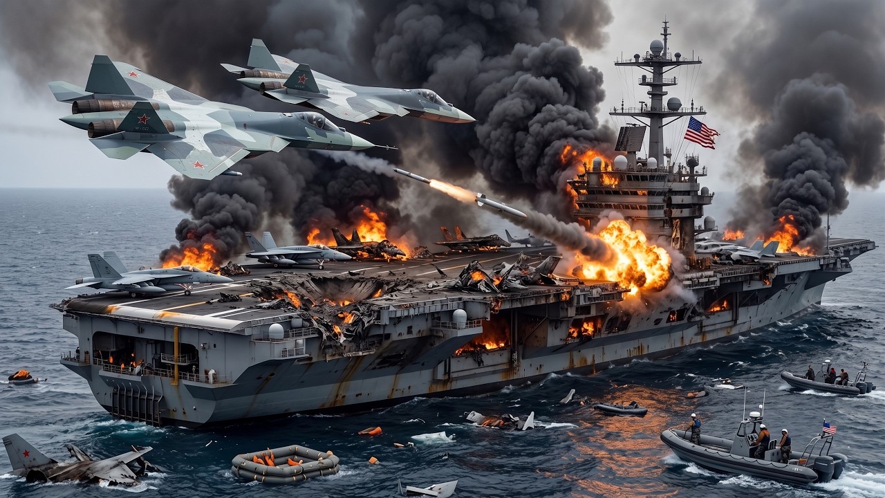 Russia's First SU-57 Fighter Jet Brutally Sinks the Most Famous US Aircraft Carrier - ARMA 3
