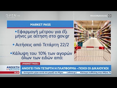 Market pass: Ανοίγει την Τετάρτη η πλατφόρμα – Ποιοι οι δικαιούχοι | Ανοιχτή επικοινωνία | OPEN TV