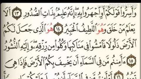 سورة الملك من آية ( ١٣ ) إلى آخرها آية ( ٣٠ ) للقارئ : محمد صديق المنشاوي .