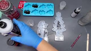 #604 Santa Snowman and deer silhouette Desk Top decor!