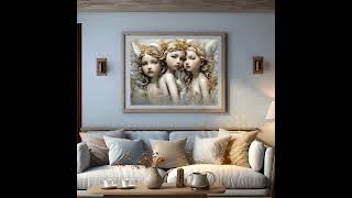 Baby Angel Sisters Modern Art Poster  #kickisshop #zazzle #graphicdesign