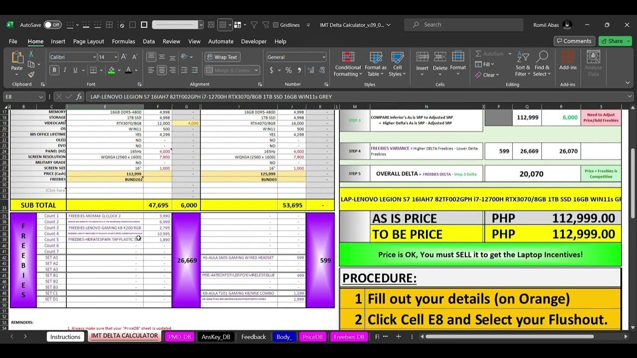 How to Calculate Laptop Delta using GIGAHERTZ IMT Delta Calculator by