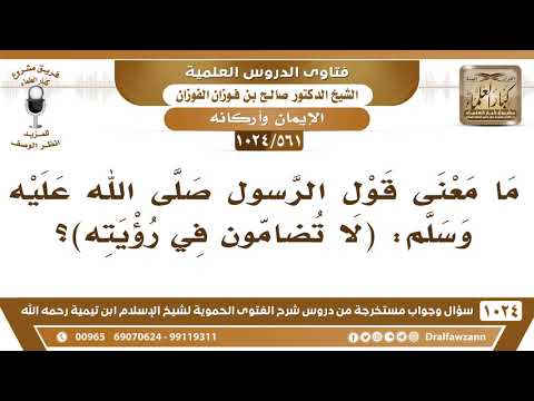 [561 -1024] ما معنى قول الرسول ﷺ: (لا تضامون في رؤيته)؟