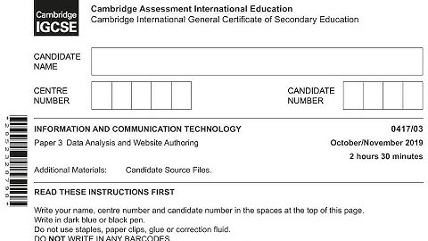 ICT IGCSE Oct/Nov 2019 Paper 3 Spreadsheet Data Analysis