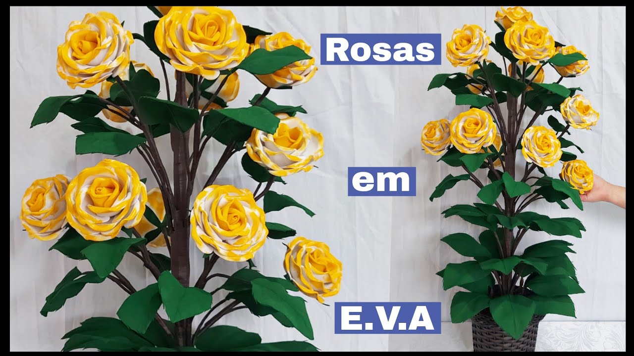 Como fazer arranjo para chão com rosas em E.V.A