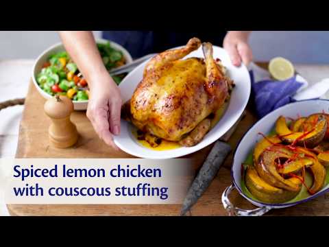 Spiced Butter and Lemon Roast Chicken with Couscous Stuffing