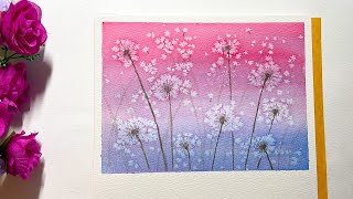 How to Paint a Simple and Magical Watercolour Dandelion Painting Using Salt ✨