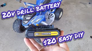 power wheels drill battery mod (12v to 20v) cheap easy diy