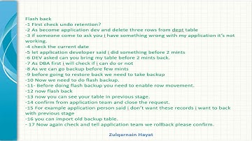 Oracle flashback technology demonstration in steps