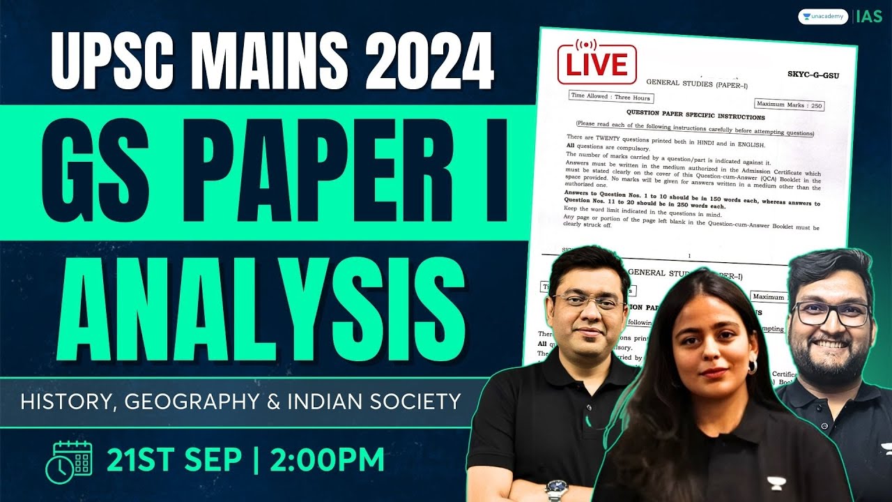 UPSC Mains 2024 | GS Paper 1 Complete Analysis & Discussion | History ...