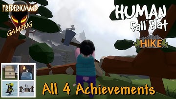 Human Fall Flat HIKE Level - Full Walkthrough + All 4 Achievements / Trophies | Free Level