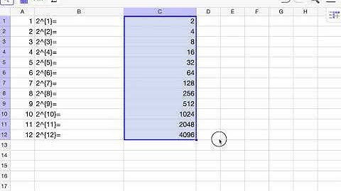 make a spreadsheet table with numerical expressions in GeoGebra