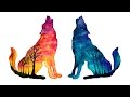 Day & Night Wolves - Speed Painting [Watercolor & Gouache]