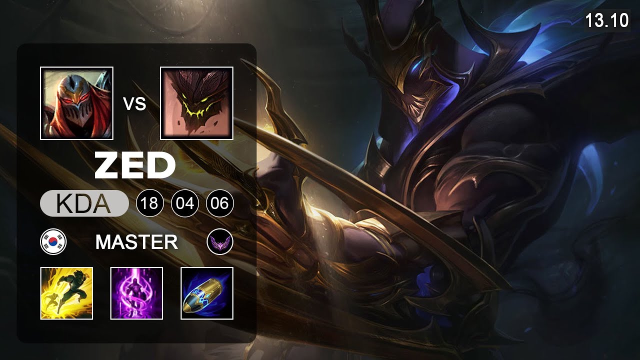 Zed vs Malphite Mid - KR Master - Patch 13.10 Season 13