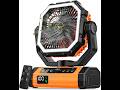 Camping Fan Rechargeable, 24000mAh Battery Powered Fan with Digital Display, 4 Speed