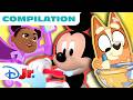 Breakfast Routine & Brushing Teeth Compilation! 🥞🪥 | Mickey, Spidey, Bluey & More! | @disneyjr