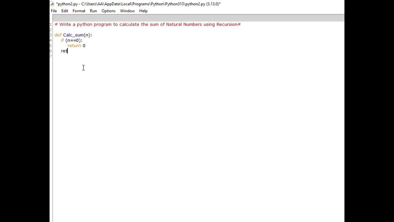 python program to calculate sum of natural numbers using recursion # ...