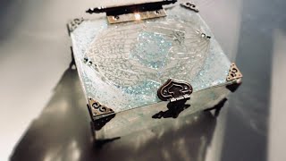 冬の光 蝶のクリスタルレジンアンティークジュエリーボックスDIY epoxy resin art project jewelry box