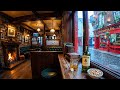 Cozy Dublin Pub in the Rain ☘️🔥 | Irish Folk Music &amp; Crackling Fire for Sleep
