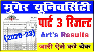 Munger University Part 3 Arts Result 2023 | Munger University BA Part 3 Result 2020-23