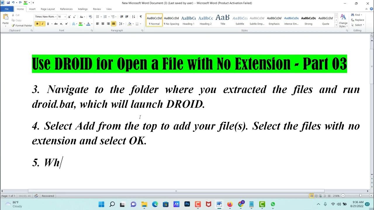 Use DROID for Open a File with No Extension Part 03 Z TECH YouTube