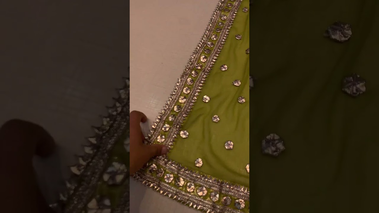 |crinkle shaffon with hand made gota work complete 3ps suit|zohanfabrics|onlineshopping|