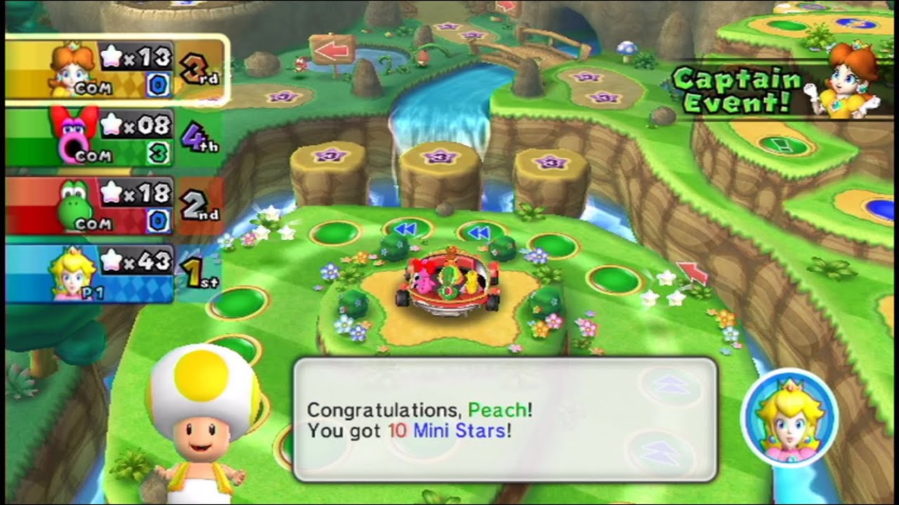 Mario Party 9 #5 Toad Road (Peach Vs Yoshi Vs Birdo Vs Daisy)