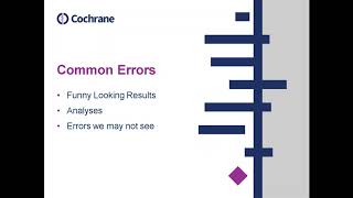 Cochrane SA webinar: Common errors in meta-analyses Details