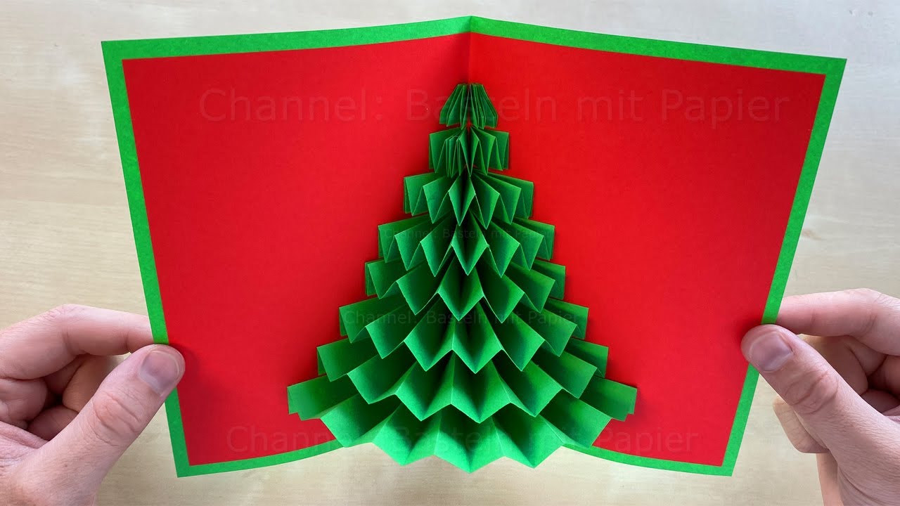 3D Pop Up Karte Tannenbaum Blau 15x15 Cm Handgemacht 3D Pop-Up Weihnachtskarte Tannenbaum - Blaue Weihnachtsgrußkarte Pop-Up Tannenbaum