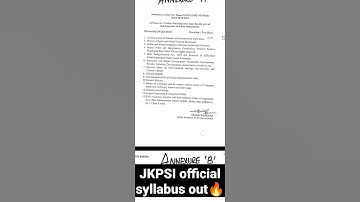 JKP SI official syllabus out #jkssb Jammu and kashmir