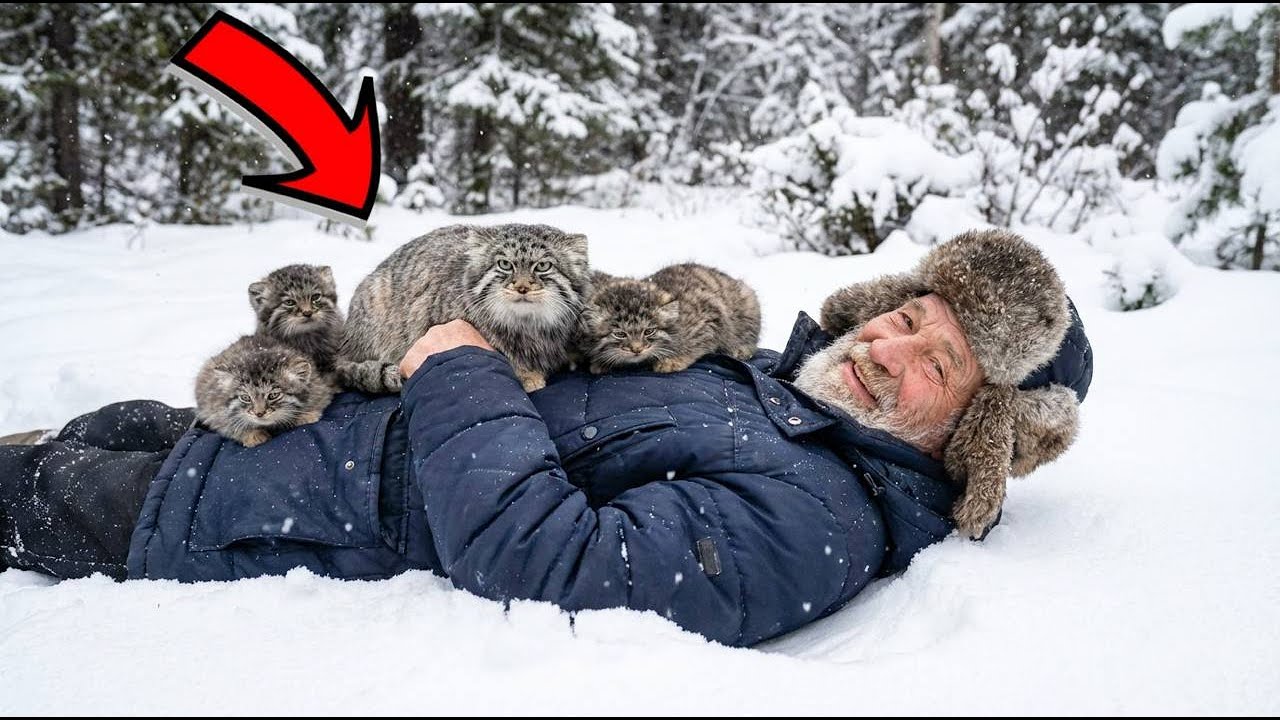 Дедушка СПАС манула с четырьмя котятами — они ОТБЛАГОДАРИЛИ его так…
