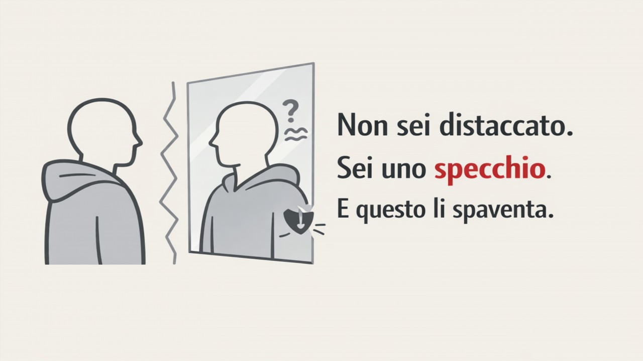 Non sei 'distaccato'. Agisci come uno specchio, e questo li spaventa.