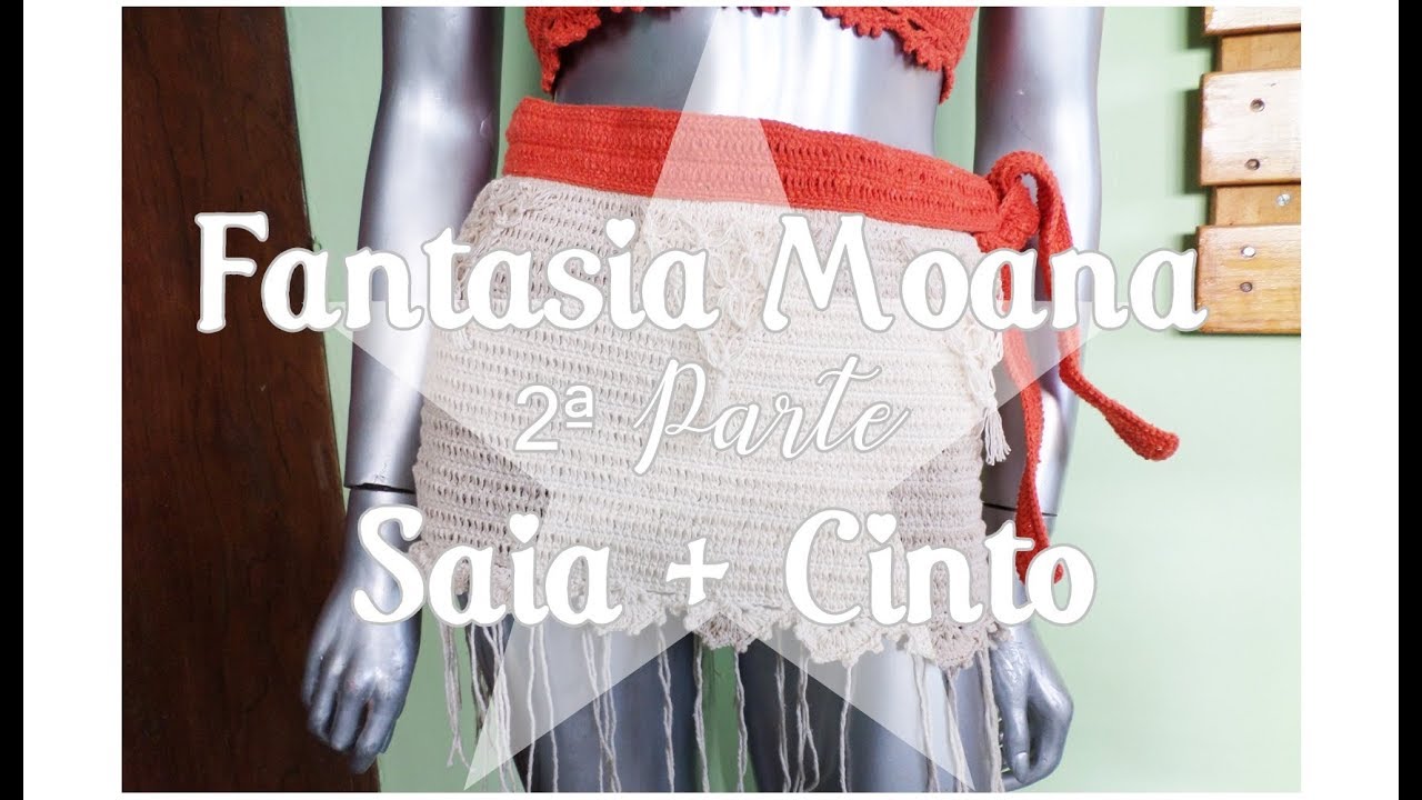 Fantasia Moana em crochê 🌺 Flor, cropped & saia. Ideal para fotos