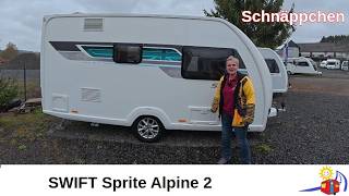 Ein Schnäppchen der SWIFT SPRITE Alpine 2 - leichter 2 Personen Wohnwagen mit super Ausstattung