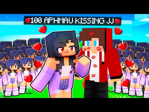 100 APHMAUs TRY TO KISS JJ *maizen* in Minecraft 360°