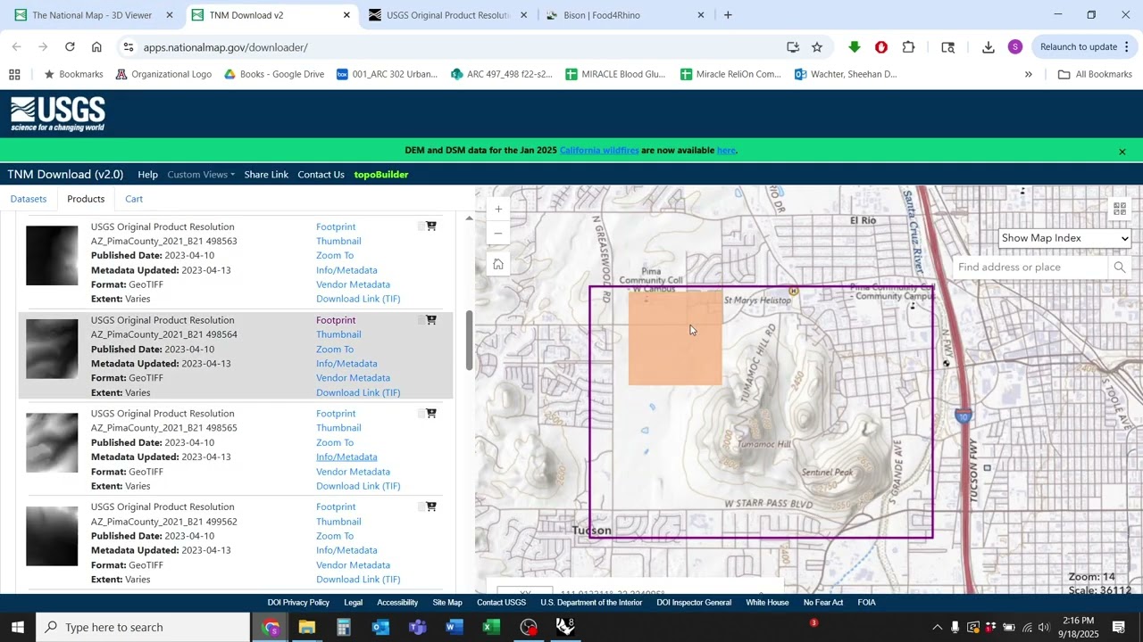 3D topography with Bison for Grasshopper and USGS Map Viewer