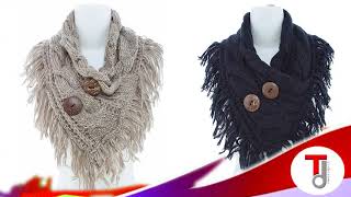 Women's Winter Warm Button Accent Cable Knit Infinity Scarf